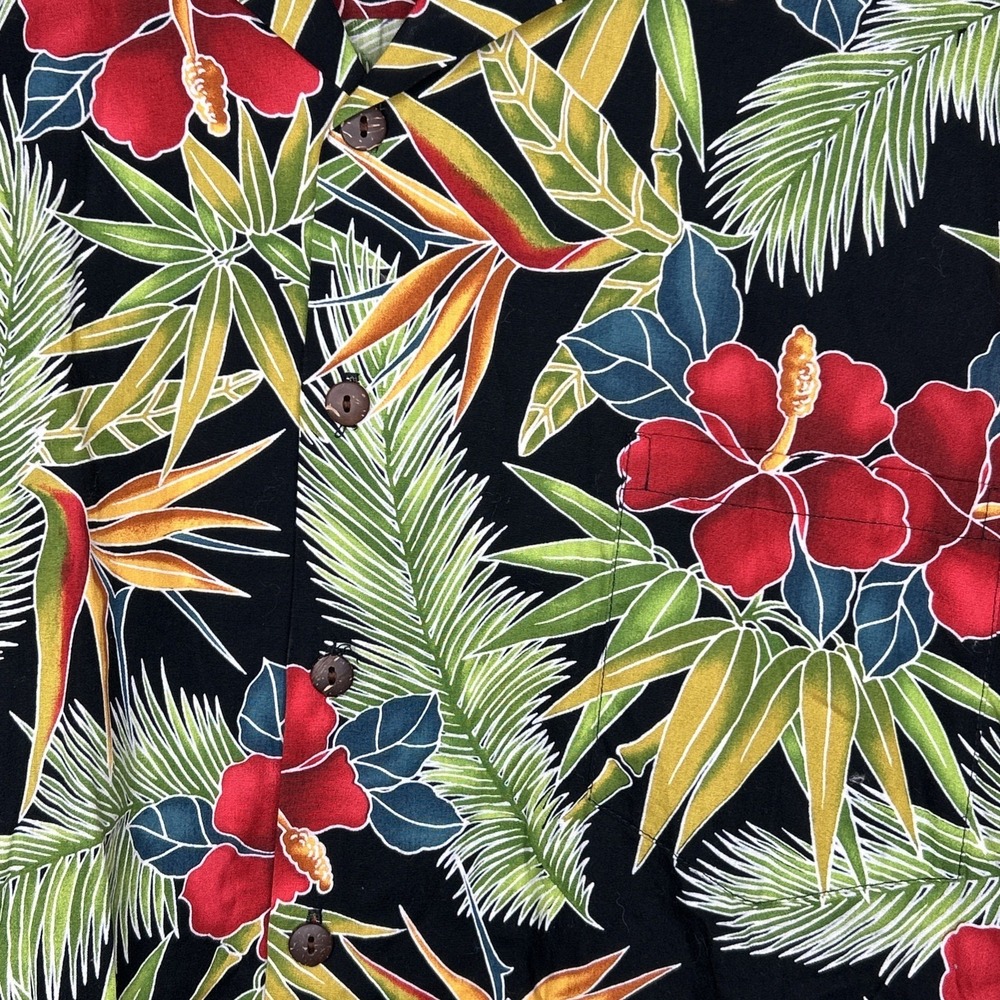 Hilo Hattie Hawaiian Shirt Mens Large Leaf Hibiscus Aloha Made In Hawaii - Picture 3 of 7